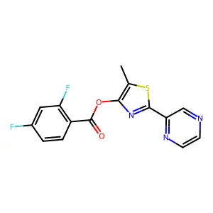5-Methyl-2-(2-pyrazinyl)-1,3-thiazol-4-yl 2,4-difluorobenzenecarboxylate structure