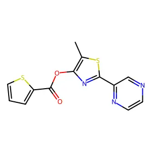 5-Methyl-2-(2-pyrazinyl)-1,3-thiazol-4-yl 2-thiophenecarboxylate structure