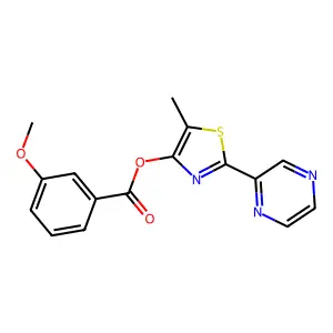 5-Methyl-2-(2-pyrazinyl)-1,3-thiazol-4-yl 3-methoxybenzenecarboxylate structure