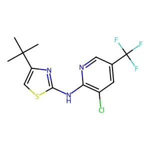 N-[4-(tert-butyl)-1,3-thiazol-2-yl]-3-chloro-5-(trifluoromethyl)-2-pyridinamine structure