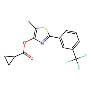 5-Methyl-2-[3-(trifluoromethyl)phenyl]-1,3-thiazol-4-yl cyclopropanecarboxylate structure