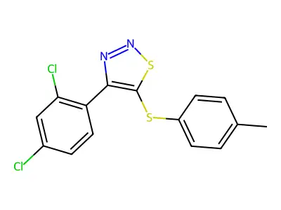 4-(2,4-Dichlorophenyl)-1,2,3-thiadiazol-5-yl 4-methylphenyl sulfide structure