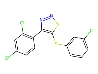 5-(3-Chlorophenyl)sulfanyl-4-(2,4-dichlorophenyl)thiadiazole structure