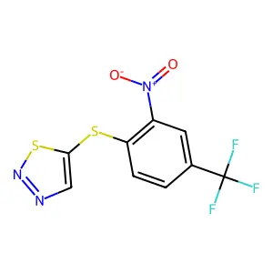 5-{[2-Nitro-4-(trifluoromethyl)phenyl]sulfanyl}-1,2,3-thiadiazole structure