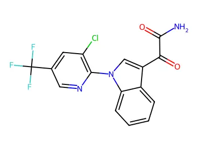 2-{1-[3-chloro-5-(trifluoromethyl)-2-pyridinyl]-1H-indol-3-yl}-2-oxoacetamide structure