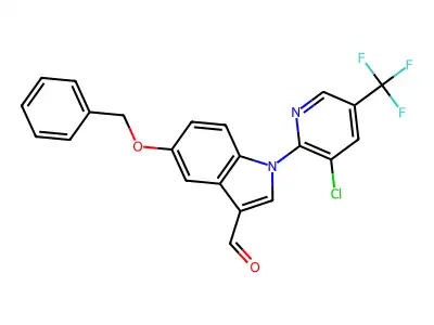 5-(benzyloxy)-1-[3-chloro-5-(trifluoromethyl)-2-pyridinyl]-1H-indole-3-carbaldehyde structure