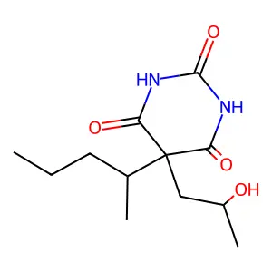 5-(2-Hydroxypropyl)-5-(1-methylbutyl) barbituric acid structure