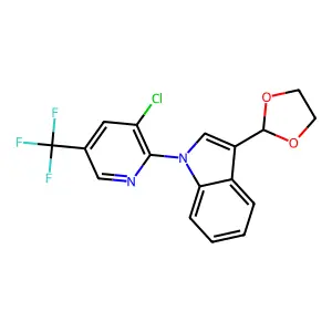 1-[3-chloro-5-(trifluoromethyl)-2-pyridinyl]-3-(1,3-dioxolan-2-yl)-1H-indole structure