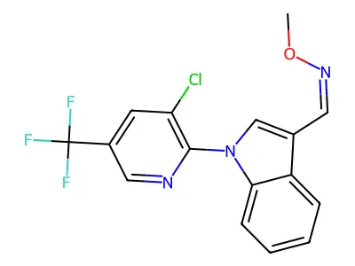 1-[1-[3-chloro-5-(trifluoromethyl)-2-pyridinyl]indol-3-yl]-N-methoxymethanimine structure