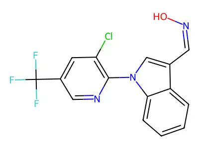N-[[1-[3-chloro-5-(trifluoromethyl)pyridin-2-yl]indol-3-yl]methylidene]hydroxylamine structure