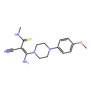 3-amino-2-cyano-3-[4-(4-methoxyphenyl)piperazino]-N-methyl-2-propenethioamide structure