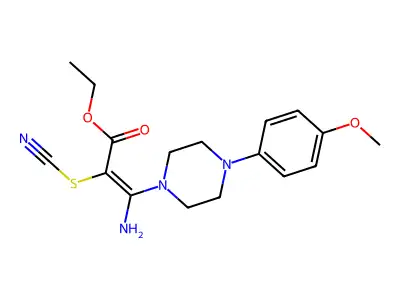 Ethyl 3-amino-2-(cyanosulfanyl)-3-[4-(4-methoxyphenyl)piperazino]acrylate structure