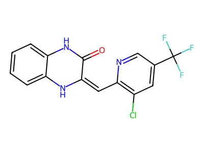 3-[[3-chloro-5-(trifluoromethyl)pyridin-2-yl]methylidene]-1,4-dihydroquinoxalin-2-one structure