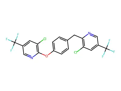 3-chloro-2-[(4-{[3-chloro-5-(trifluoromethyl)pyridin-2-yl]oxy}phenyl)methyl]-5-(trifluoromethyl)pyridine structure