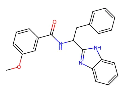 N-(1-(1H-1,3-benzimidazol-2-yl)-2-phenylethyl)-3-methoxybenzenecarboxamide structure