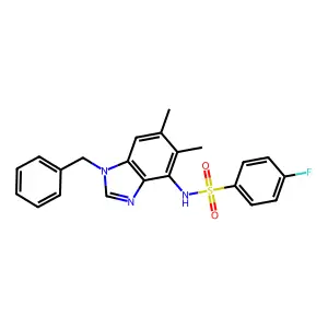 N-(1-benzyl-5,6-dimethyl-1H-1,3-benzimidazol-4-yl)-4-fluorobenzenesulfonamide structure
