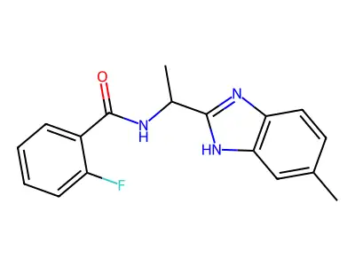 2-fluoro-N-[1-(6-methyl-1H-benzimidazol-2-yl)ethyl]benzamide structure