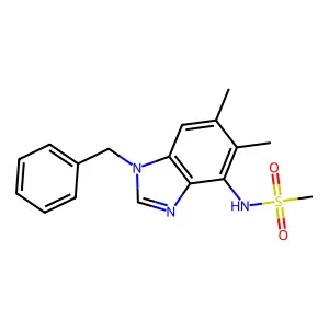 N-(1-benzyl-5,6-dimethyl-1H-1,3-benzimidazol-4-yl)methanesulfonamide structure