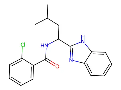 N-[1-(1H-benzimidazol-2-yl)-3-methylbutyl]-2-chlorobenzamide structure
