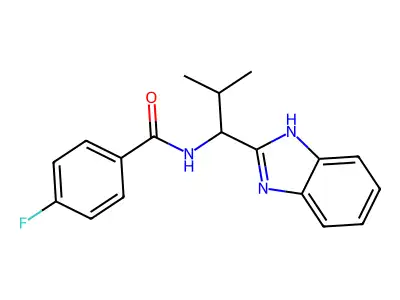 N-[1-(1H-benzimidazol-2-yl)-2-methylpropyl]-4-fluorobenzamide structure