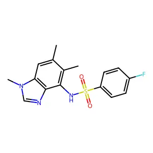 4-fluoro-N-(1,5,6-trimethyl-1H-1,3-benzimidazol-4-yl)benzenesulfonamide structure