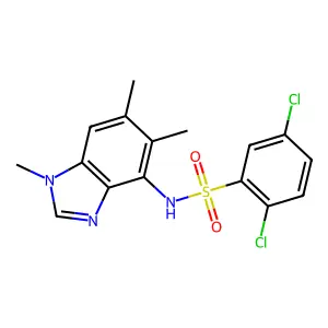 2,5-dichloro-N-(1,5,6-trimethyl-4-benzimidazolyl)benzenesulfonamide structure