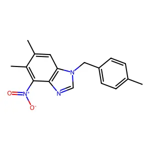 5,6-dimethyl-1-(4-methylbenzyl)-4-nitro-1H-1,3-benzimidazole structure