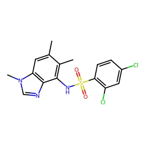 2,4-dichloro-N-(1,5,6-trimethyl-1H-1,3-benzimidazol-4-yl)benzenesulfonamide structure
