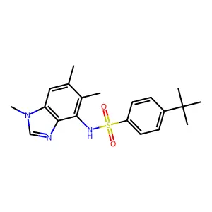 4-(tert-butyl)-N-(1,5,6-trimethyl-1H-1,3-benzimidazol-4-yl)benzenesulfonamide structure