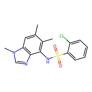 2-chloro-N-(1,5,6-trimethyl-1H-1,3-benzimidazol-4-yl)benzenesulfonamide structure