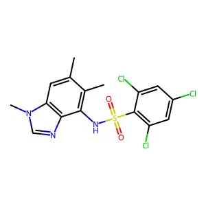2,4,6-trichloro-N-(1,5,6-trimethyl-1H-1,3-benzimidazol-4-yl)benzenesulfonamide structure