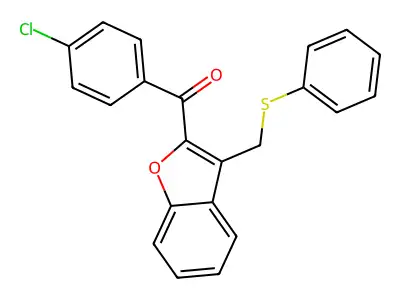 (4-Chlorophenyl){3-[(phenylsulfanyl)methyl]-1-benzofuran-2-yl}methanone structure