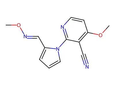 4-Methoxy-2-[2-(methoxyiminomethyl)pyrrol-1-yl]pyridine-3-carbonitrile structure