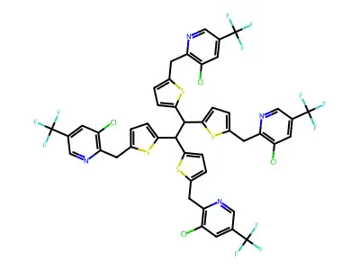 3-chloro-5-(trifluoromethyl)-2-({5-[1,2,2-tris(5-{[3-chloro-5-(trifluoromethyl)pyridin-2-yl]methyl}thiophen-2-yl)ethyl]thiophen-2-yl}methyl)pyridine structure