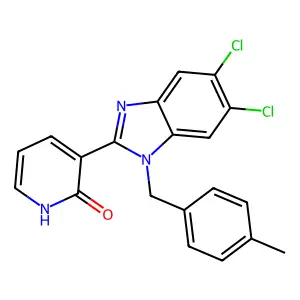 3-[5,6-dichloro-1-(4-methylbenzyl)-1H-1,3-benzimidazol-2-yl]-2(1H)-pyridinone structure