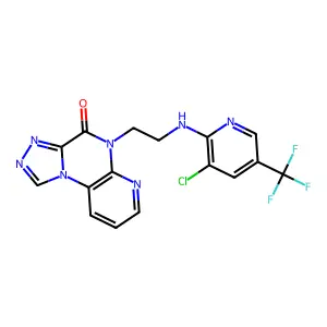 5-(2-{[3-chloro-5-(trifluoromethyl)-2-pyridinyl]amino}ethyl)pyrido[2,3-e][1,2,4]triazolo[4,3-a]pyrazin-4(5H)-one structure