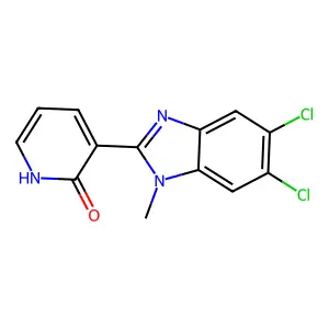 3-(5,6-dichloro-1-methyl-1H-1,3-benzimidazol-2-yl)-2(1H)-pyridinone structure