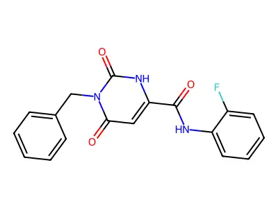 1-benzyl-N-(2-fluorophenyl)-6-hydroxy-2-oxo-1,2-dihydro-4-pyrimidinecarboxamide structure