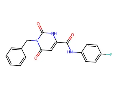 1-benzyl-N-(4-fluorophenyl)-6-hydroxy-2-oxo-1,2-dihydro-4-pyrimidinecarboxamide structure