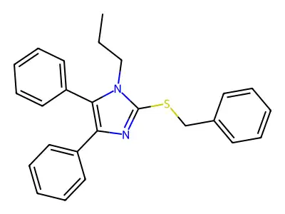 2-(benzylsulfanyl)-4,5-diphenyl-1-propyl-1H-imidazole structure