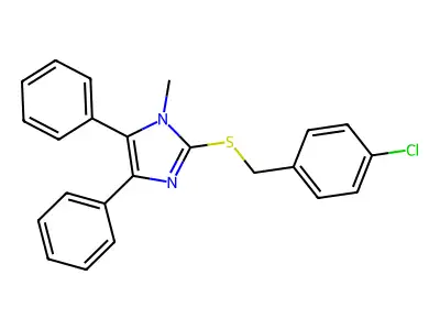 4-chlorobenzyl 1-methyl-4,5-diphenyl-1H-imidazol-2-yl sulfide structure