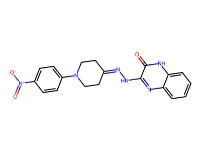 3-{2-[1-(4-nitrophenyl)-4-piperidinylidene]hydrazino}-2(1H)-quinoxalinone structure
