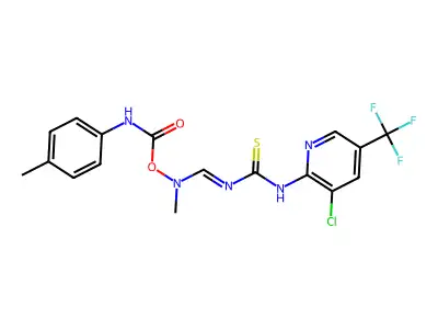 [[3-chloro-5-(trifluoromethyl)pyridin-2-yl]carbamothioyliminomethyl-methylamino] N-(4-methylphenyl)carbamate structure