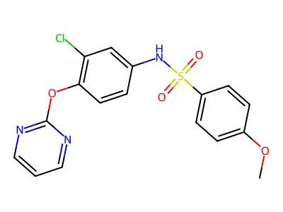 N-[3-chloro-4-(2-pyrimidinyloxy)phenyl]-4-methoxybenzenesulfonamide structure