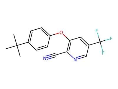 3-(4-Tert-butylphenoxy)-5-(trifluoromethyl)pyridine-2-carbonitrile structure