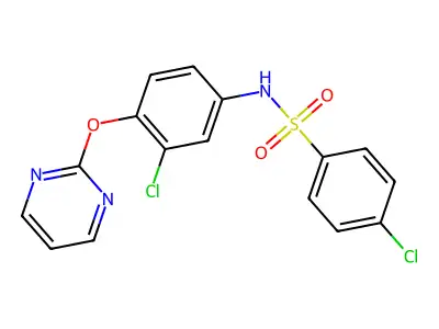 4-chloro-N-[3-chloro-4-(2-pyrimidinyloxy)phenyl]benzenesulfonamide structure