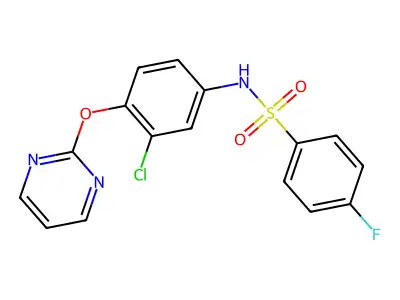 N-[3-chloro-4-(2-pyrimidinyloxy)phenyl]-4-fluorobenzenesulfonamide structure