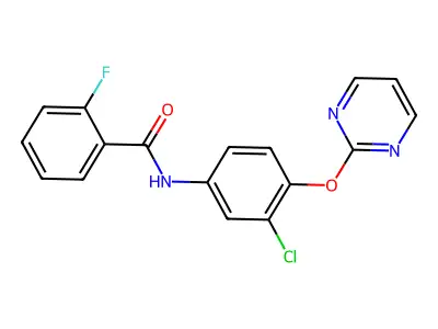 N-(3-Chloro-4-(2-pyrimidinyloxy)phenyl)-2-fluorobenzenecarboxamide structure