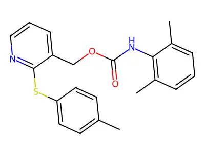 {2-[(4-methylphenyl)sulfanyl]-3-pyridinyl}methyl N-(2,6-dimethylphenyl)carbamate structure