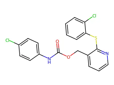 [2-(2-chlorophenyl)sulfanylpyridin-3-yl]methyl N-(4-chlorophenyl)carbamate structure